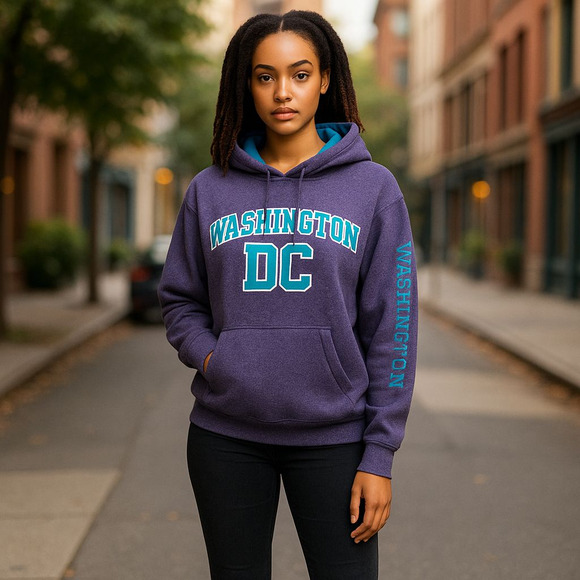 DC One Washington DC Blue Embroidered Sweatshirt Hoodie Size Medium - Picture 1 of 9